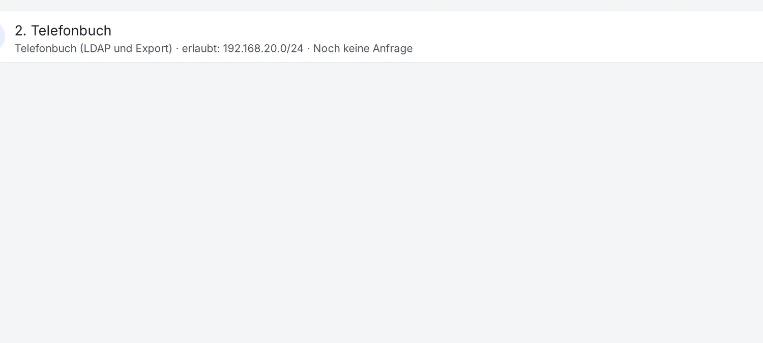 Karte Telefonbuch mit LDAP-Telefonbuch, Anleitung je Gerät und Export.